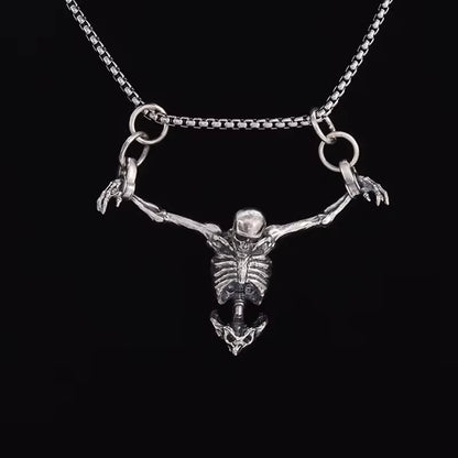 Gothic Crucifixion Skull Cross Pendant Necklace Catholic Prayer Jewelry for Men and Women Punk Trendy Jewelry