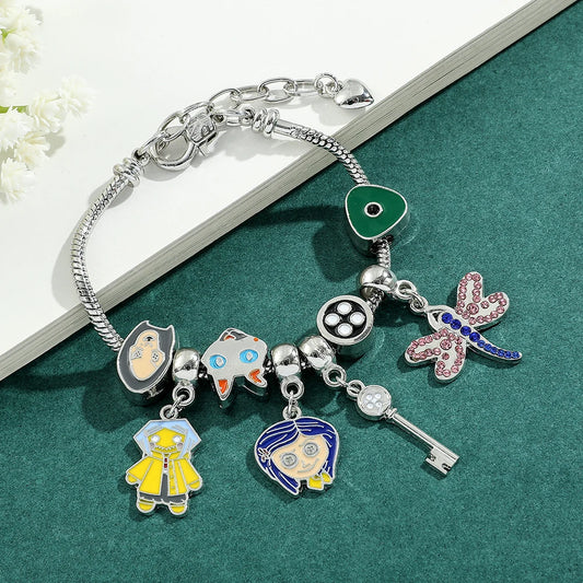 Coraline and the Secret Door Charms Bracelets Women Halloween Christmas Jewelry Fashion Gothic Hand Chains Girls Anime Bangles