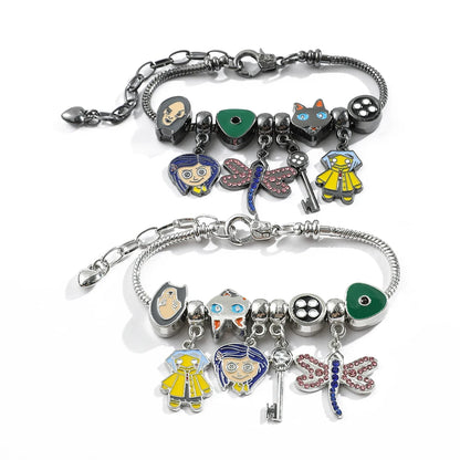 Coraline and the Secret Door Charms Bracelets Women Halloween Christmas Jewelry Fashion Gothic Hand Chains Girls Anime Bangles